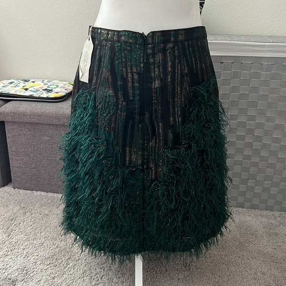 NWT Maeve by Anthropologie Green Feather Skirt - Size 8 - Picture 5 of 11